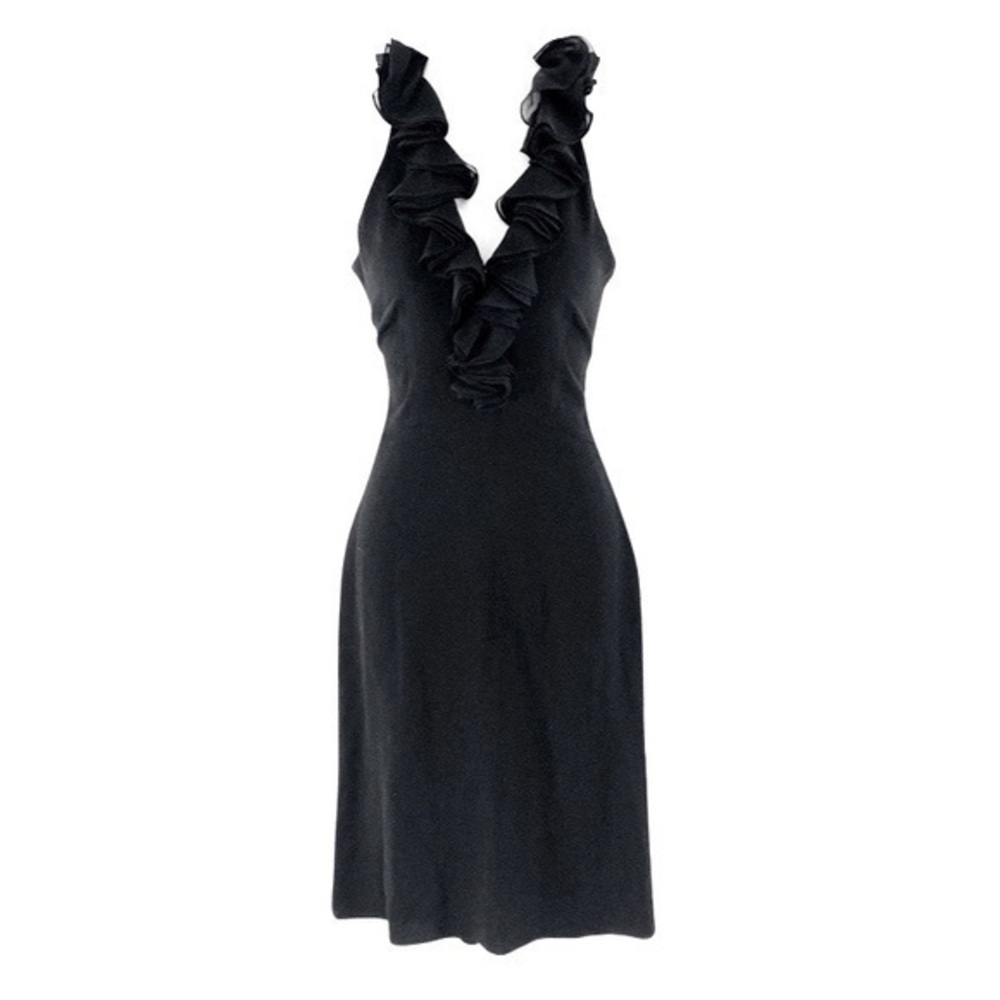 Elie Tahari black ruffle collar sheath dress